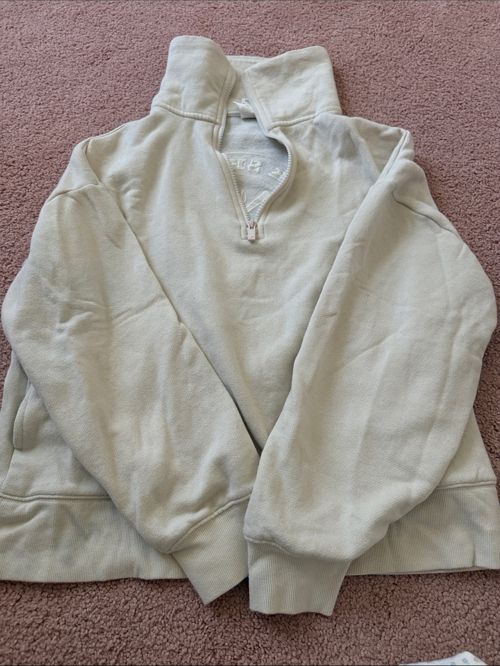 PINK Victoria's Secret Men's Cream Half-Zip Pullover